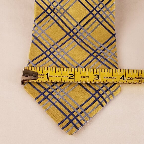 Tommy Hilfiger Blue and Yellow Mens Silk Tie 3.75" x 58" - Picture 2 of 6
